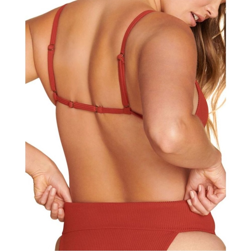 Andie Ribbed Rust Red Bikini Set - Picture 5 of 8